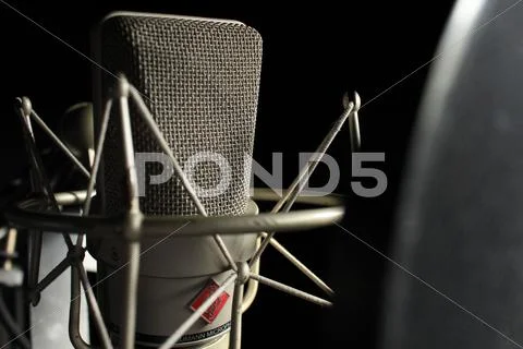 Studio microphone in front Stock Photos