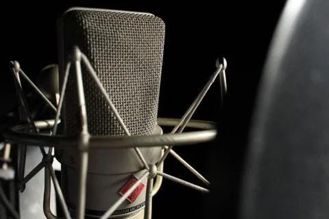 Studio microphone in front Stock Photos