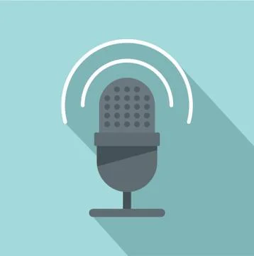 Studio microphone icon, flat style Stock Illustration