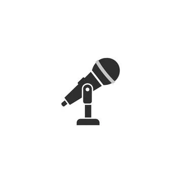 Studio microphone icon - music and broadcasting symbol with microphone stand Stock Illustration