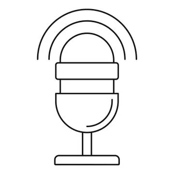 Studio microphone icon, outline style Stock Illustration