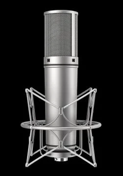 Studio microphone isolated on black background Illustrazione stock