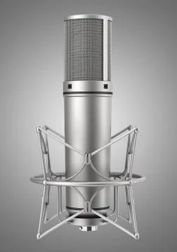 Studio microphone isolated on gray background Stock Illustration