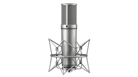 Studio microphone loop rotate on white background Stock Footage 39393624