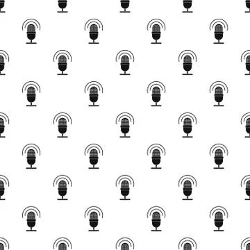 Studio microphone pattern seamless vector Stock Illustration