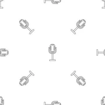 Studio microphone pattern seamless vector Stock Illustration