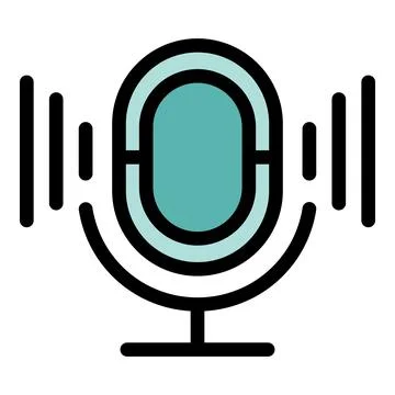 Studio microphone recording audio waves icon Stock Illustration