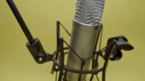 Studio microphone in a shock mount Stock Footage 130585420