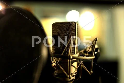 Studio Microphone in Shockmount - Condenser Stock Photos