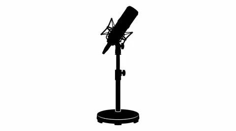 Studio Microphone Silhouette on Stand for Podcast and Recording イラスト素材