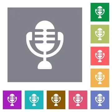 Studio microphone solid square flat icons イラスト素材