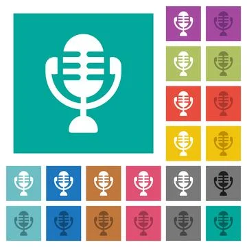 Studio microphone solid square flat multi colored icons Illustrazione stock