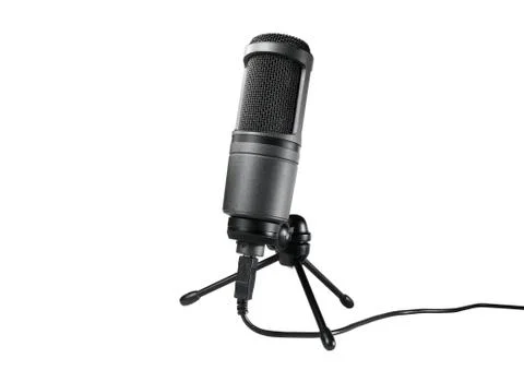 Studio microphone on stand isolated Stock Photos