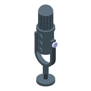 Studio microphone standing on a desk is ready for recording podcast Stock Illustration