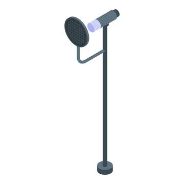 Studio microphone standing on a long stand is ready for recording Stock Illustration