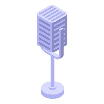 Studio microphone standing on a metal stand isometric icon representing bro.. Stock Illustration
