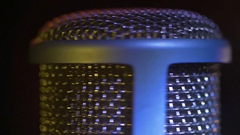A studio microphone is turning around. Stock Footage 116136575