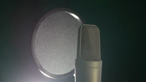 Studio microphone. Vocal microphone and pop filter Stock Footage 124322547