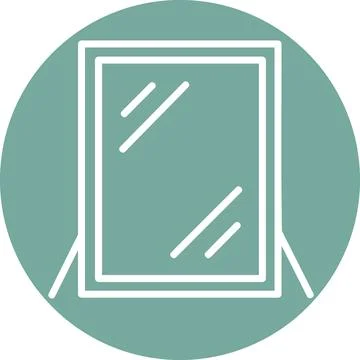 Studio Mirror Icon, Makeup Dressing Mirror Flat Line Art Illustration イラスト素材