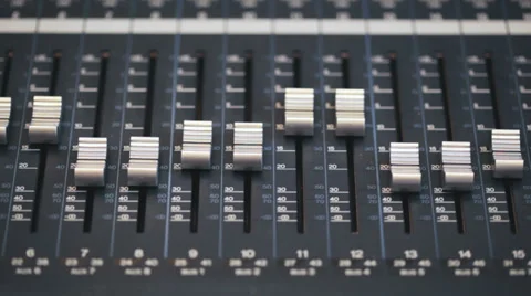 Studio mixer faders Stock Footage 35572234