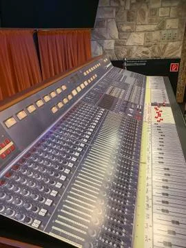 Studio mixing console for audio processing Stock-Fotos