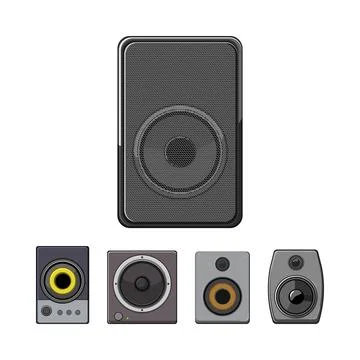 Studio monitors and audio speakers collection Stock Illustration