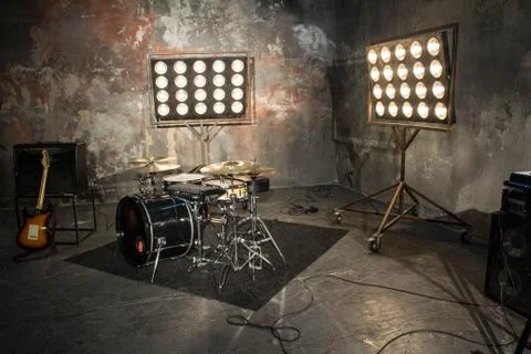 Studio with musical instruments Stock Photos