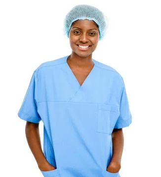 Studio, nurse and Indian woman in health care in white background for medicine Stock Photos