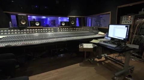 Studio Pan w Tape Machines Stock Footage 47252370
