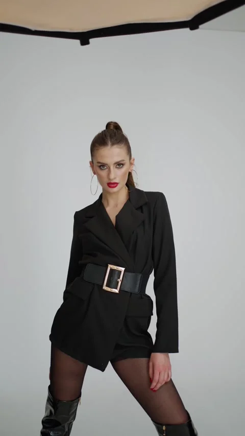 Studio photo session of a beautiful model Stock Footage 254112821