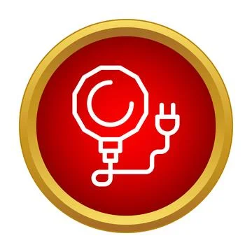 Studio photography light with power plug icon Illustrazione stock