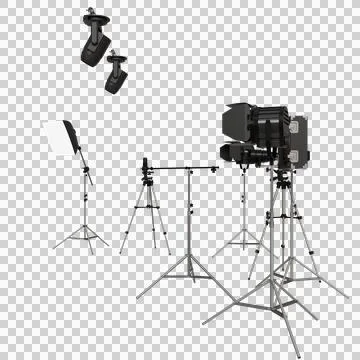 A studio photography setup featuring a camera mounted on a tripod Stock Photos
