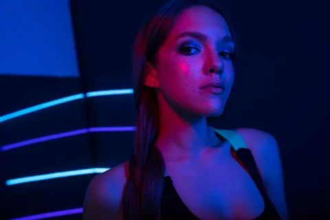 Studio portrait of a beautiful attractive athletic slim gir. Foto stock