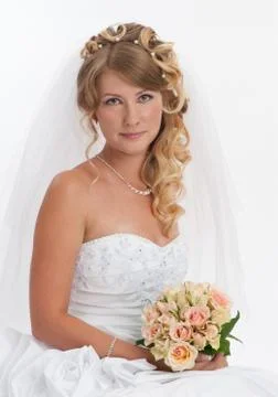 Studio portrait of beautiful bride Stock Photos