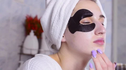 Studio portrait of nice looking beautiful girl fashion model wearing cosmetic Video stock 180496569