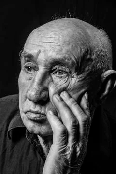 Studio portrait of an old man 写真素材