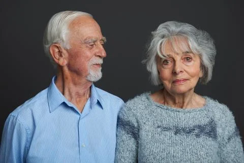 Studio Portrait Of Senior Couple Stock Photos