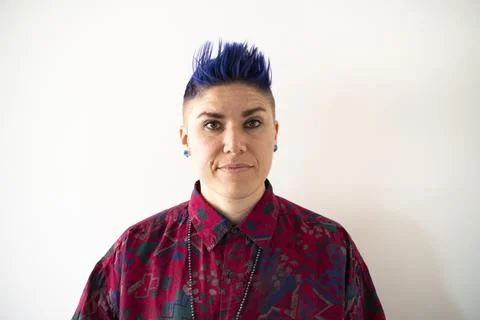 Studio portrait of smiling non-binary person Stock Photos