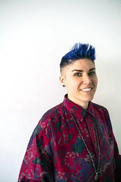 Studio portrait of smiling non-binary person Stock Photos