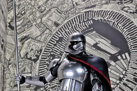 Studio portrait of Star Wars First Order Captain Phasma Storm trooper Stock Photos