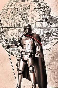 Studio portrait of Star Wars First Order Captain Phasma Storm trooper Stock Photos