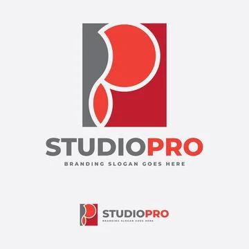 Studio Pro Volume P Letter Logo Design Stock Illustration