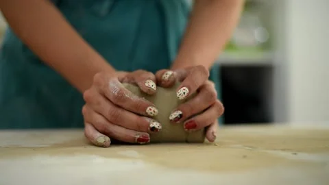Studio on production of clay tableware. Stock Footage 197954434