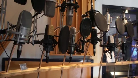Studio Recording Condenser Microphones Stock Footage 97368071