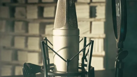 Studio recording microphone with pop filter Stock Footage 165135036