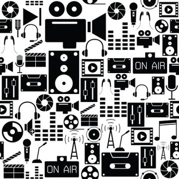 Studio seamless pattern background icon. Stock Illustration