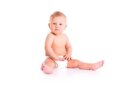 Studio shot of baby in diaper the studio shot of baby in diaper ,model rel... Stock Photos