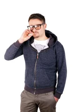 Studio shot of a boy with cigarette Stock Photos