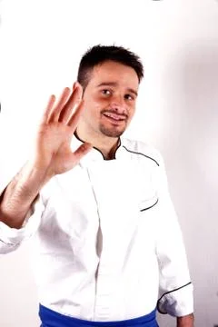 Studio shot of a boy wearing chef clothes Stock Photos