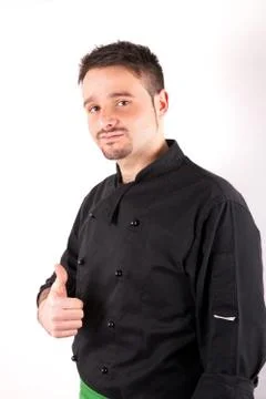 Studio shot of a boy wearing chef clothes Stock Photos